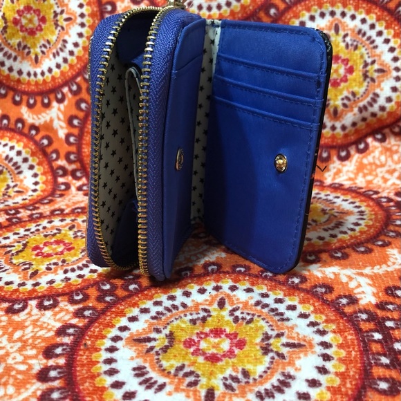 Wallet Cards,money ID pocket with keychain for Women gold black flowers. - Picture 3 of 3